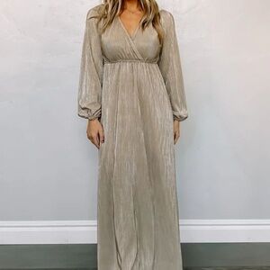 Baltic Born Venus Pleated Maxi Dress - Champagne